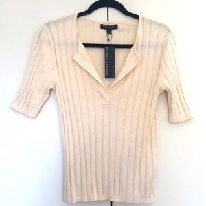 Banana Republic cream rib knit silk cashmere sweater